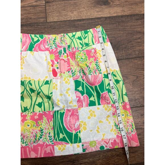 Lilly Pulitzer Womens A-Line Skirt Sz 4 Pink Green Patchwork White Tag Vtg - Picture 7 of 8